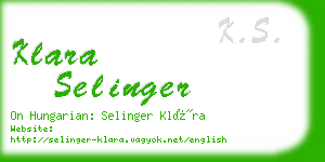 klara selinger business card